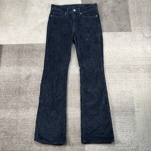 Levis Bootcut Corduroy Pants Womens 27X30 Black Stretch Boho Mid Rise Cowgirl